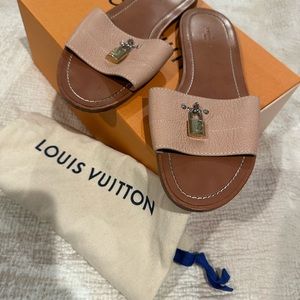 Louis Vuitton Ebene Lock It Flat Mules 38 – The Closet